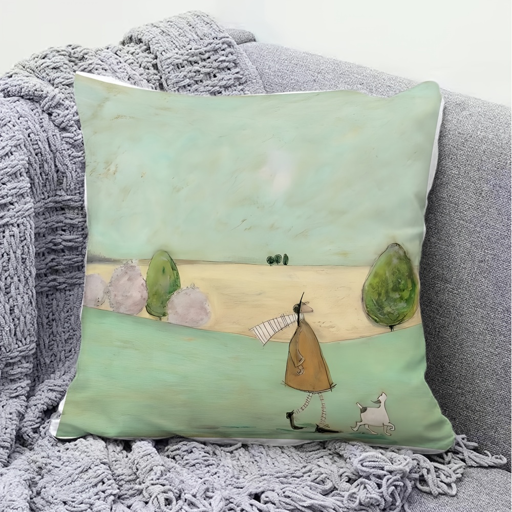 Pillow Insert 18X18 - غطاء وسادة مطبوع برسومات كرتونية عصرية،