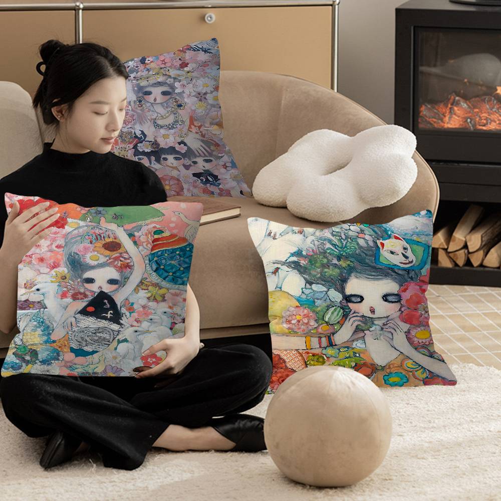 Aya Home Textiles - غطاء وسادة كرتوني من Aya Takano،
