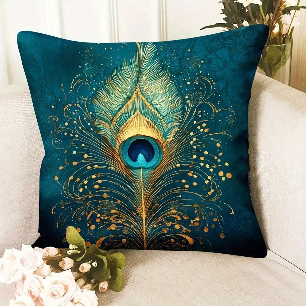 غطاء وسادة مزخرف بريش الطاووس  - مراجعة Pillow Insert 18X18 وسعره