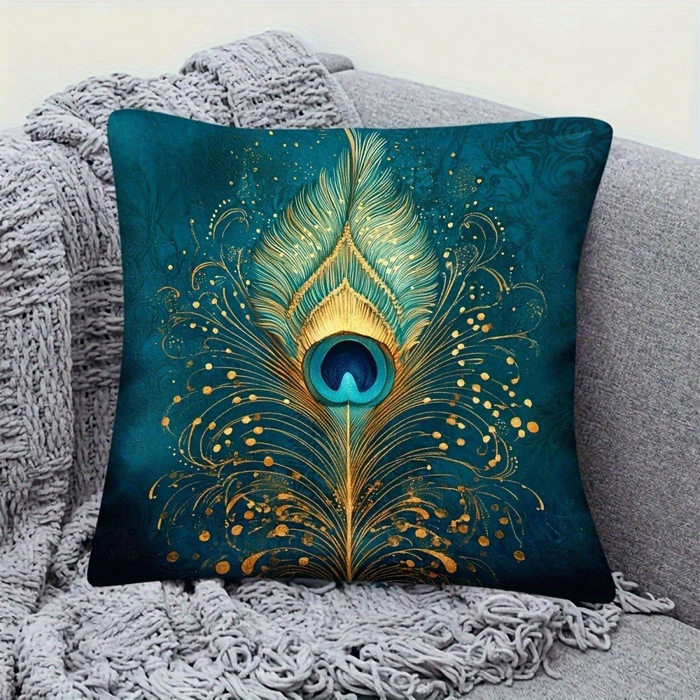 غطاء وسادة مزخرف بريش الطاووس  - مراجعة Pillow Insert 18X18 وسعره