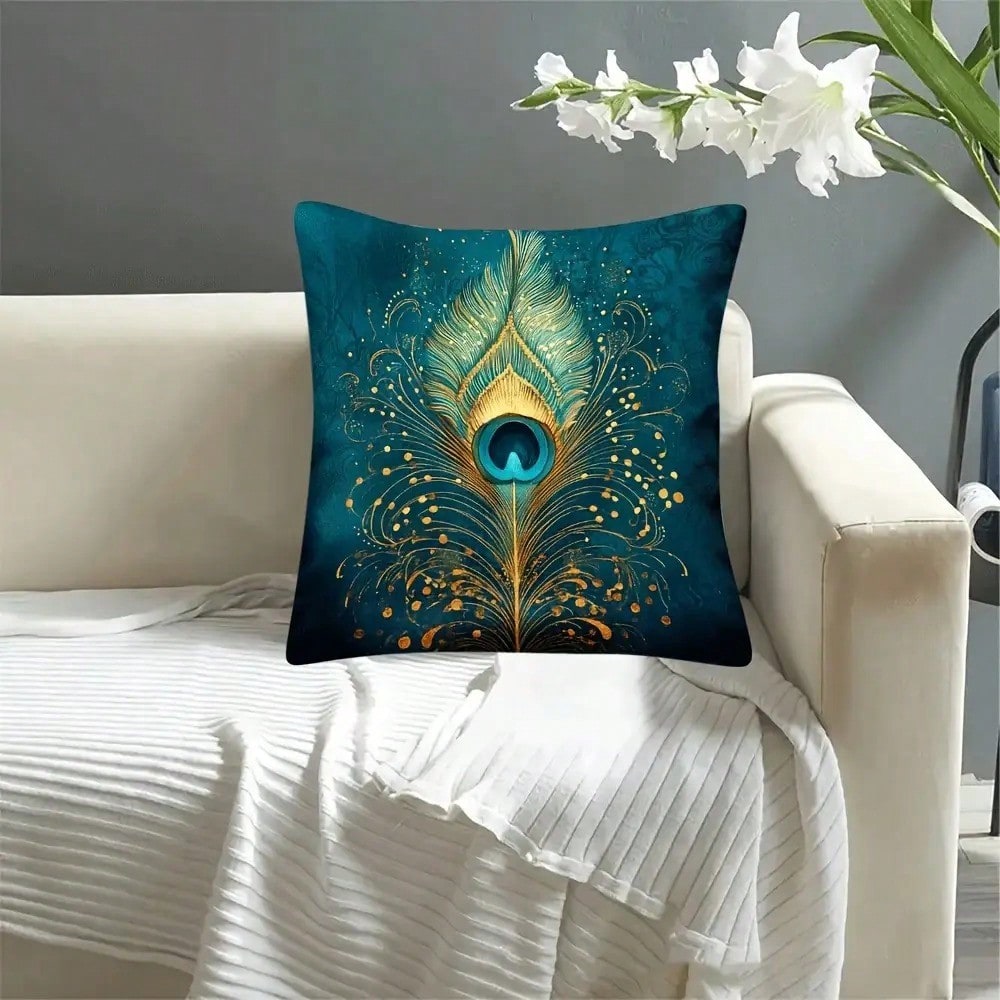 غطاء وسادة مزخرف بريش الطاووس  - مراجعة Pillow Insert 18X18 وسعره